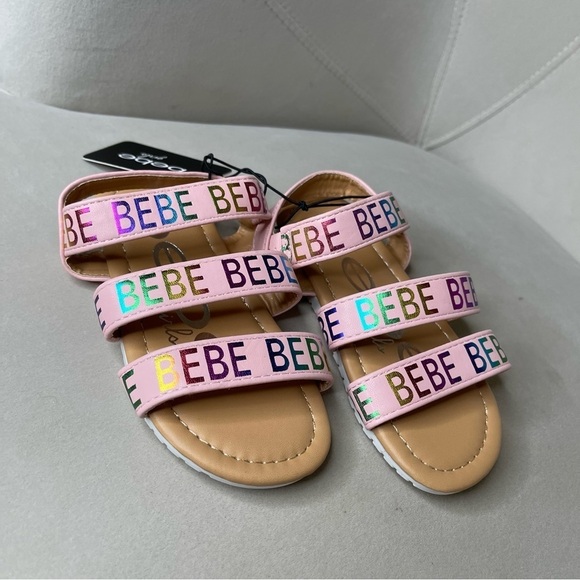 New! Bebe Toddler Girls Pink Gladiator Sandals Rainbow Size Toddler 9 - Picture 1 of 3